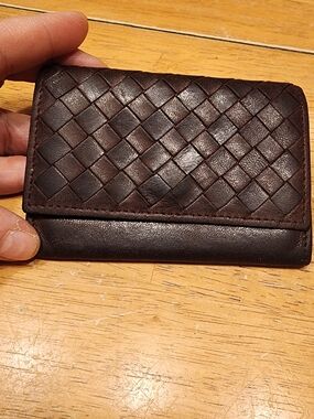 Bottega Veneta Dark Brown Intrecciato Leather Card Wallet